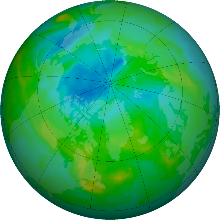 Arctic ozone map for 21 August 1983